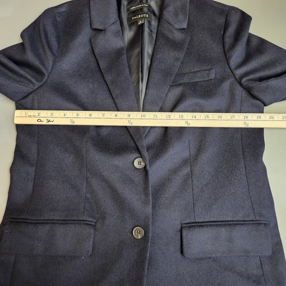 Talbots Jacket Blazer 8 Women's Navy Blue Wool Blend 2 Button - Picture 3 of 8